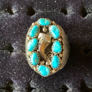 Silver Porcupine Claw Turquoise Native American Ring